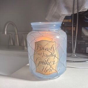 Blue Glass Jar with Wire Mesh scentsy